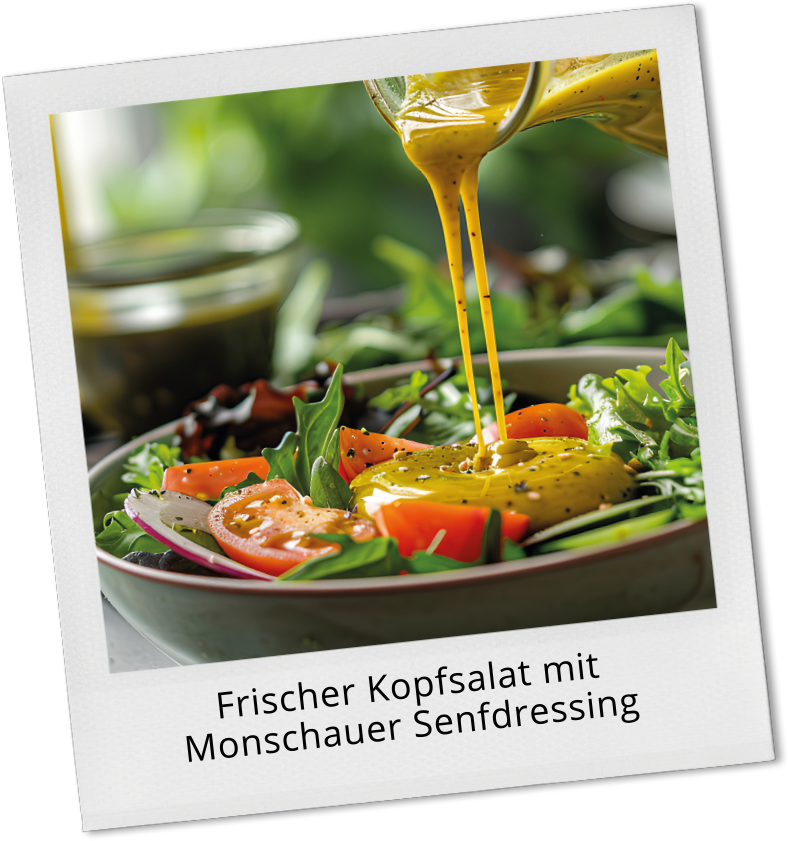 Frischer Kopfsalat mit Monschauer Senfdressing